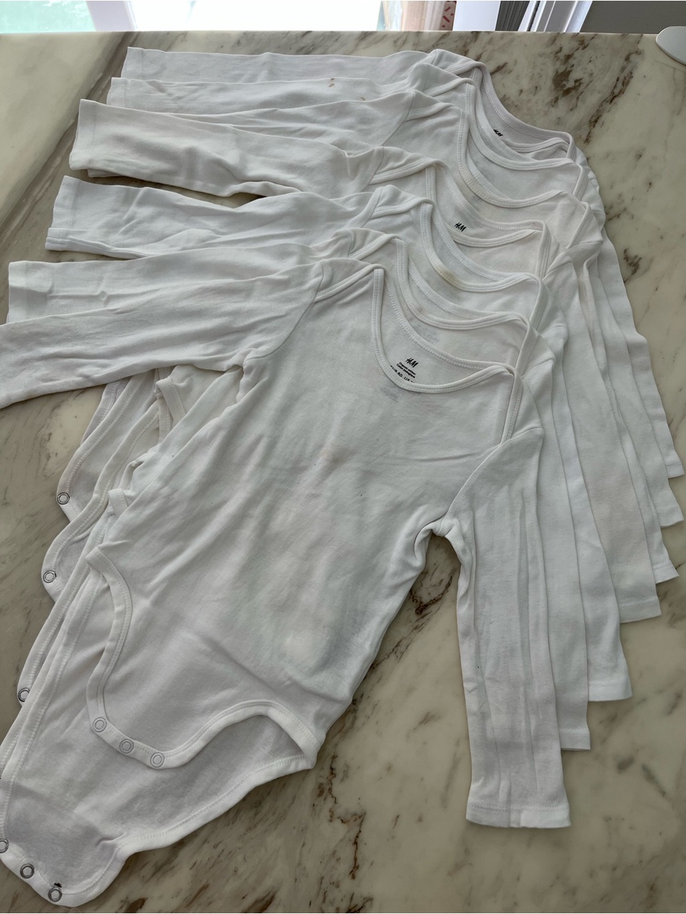 H&M White Long-Sleeve Baby Bodysuit - 7-Pack